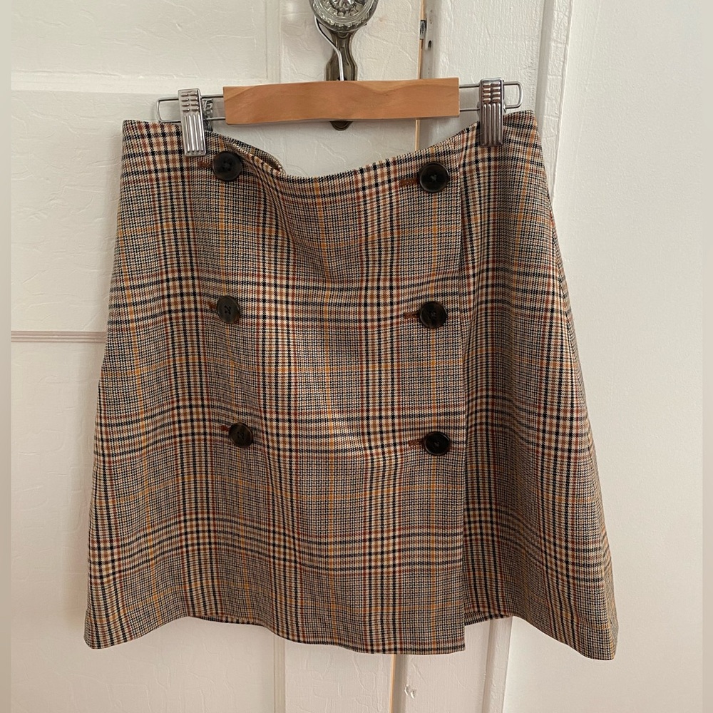 Gap Tall Plaid Button Front Skirt